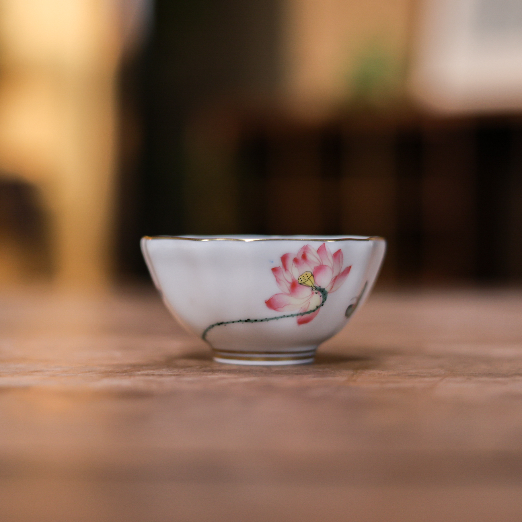 【大乔甄选】  珠光月牙白荷花六方杯（华隐S1247）