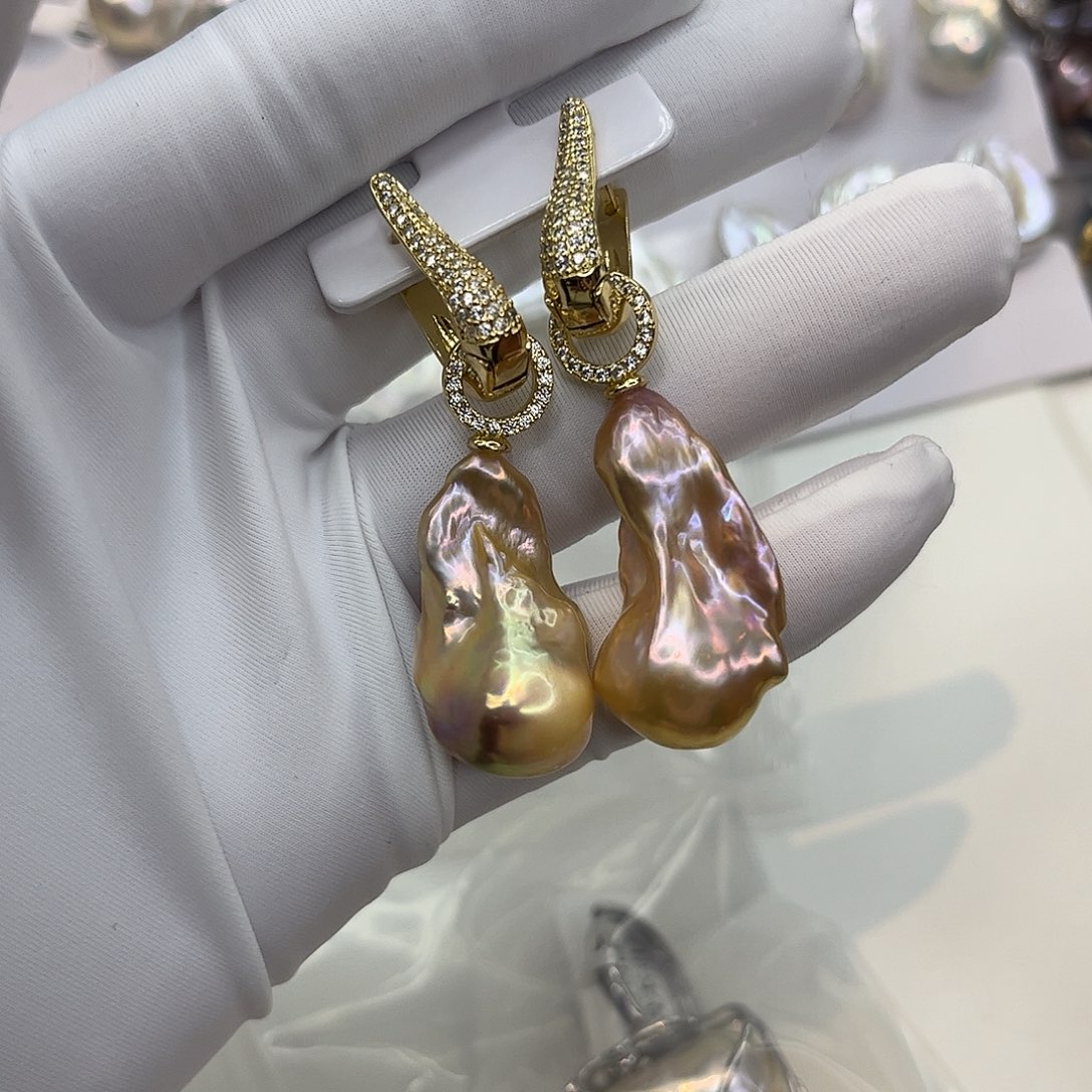 合金淡水珍珠耳饰