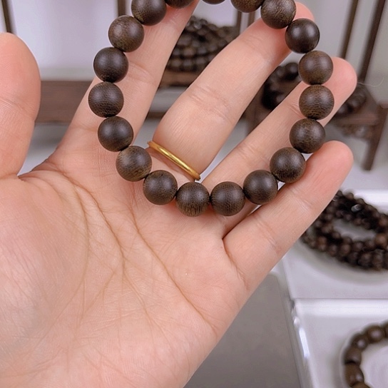 沉香手串越南芽庄老白棋圆珠1.0