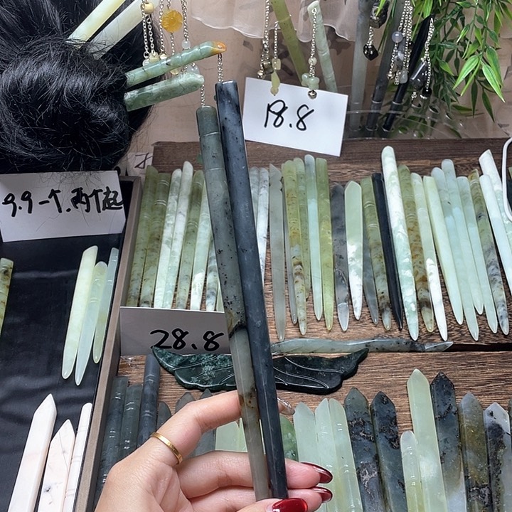 蛇纹石玉发饰合金