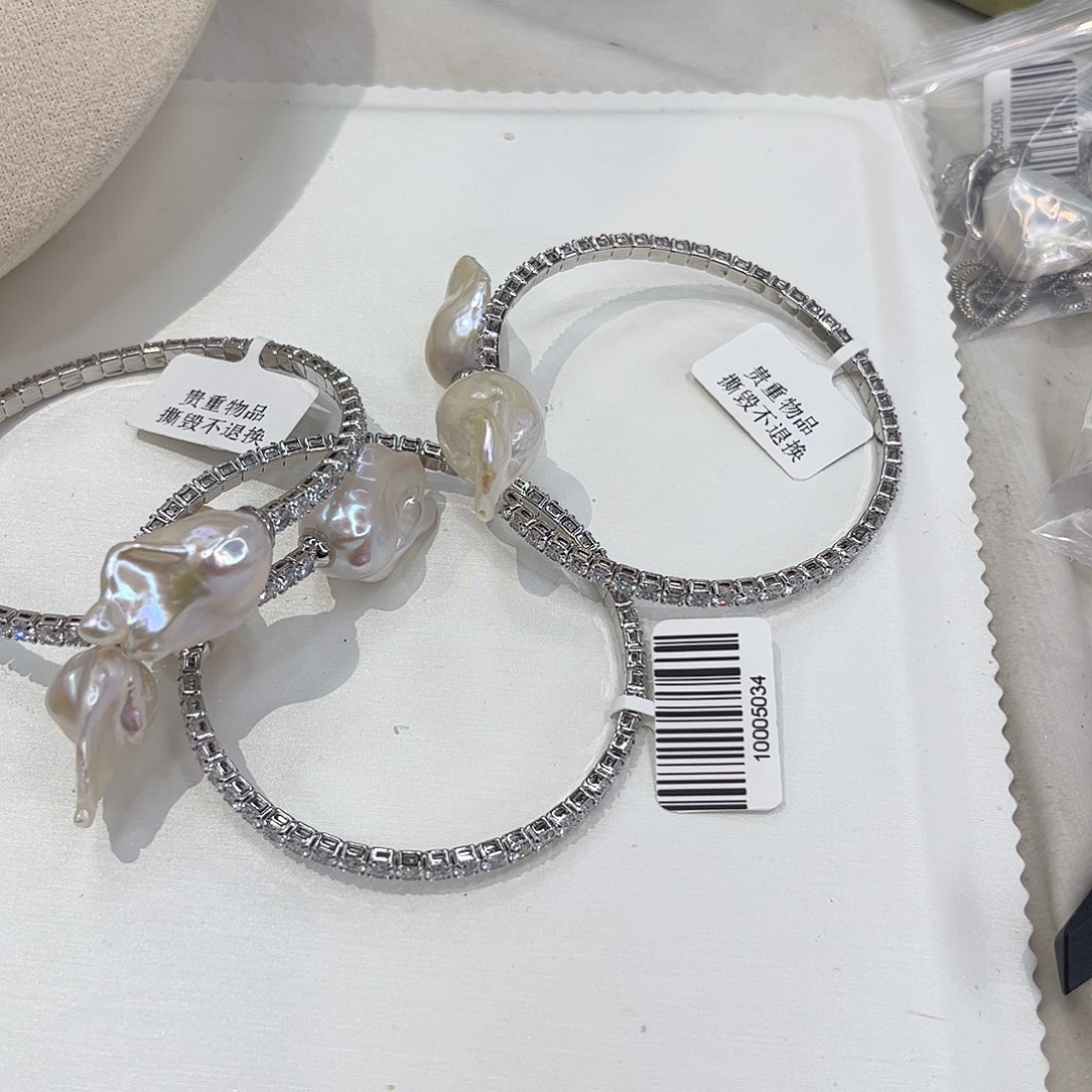 合金淡水珍珠耳饰