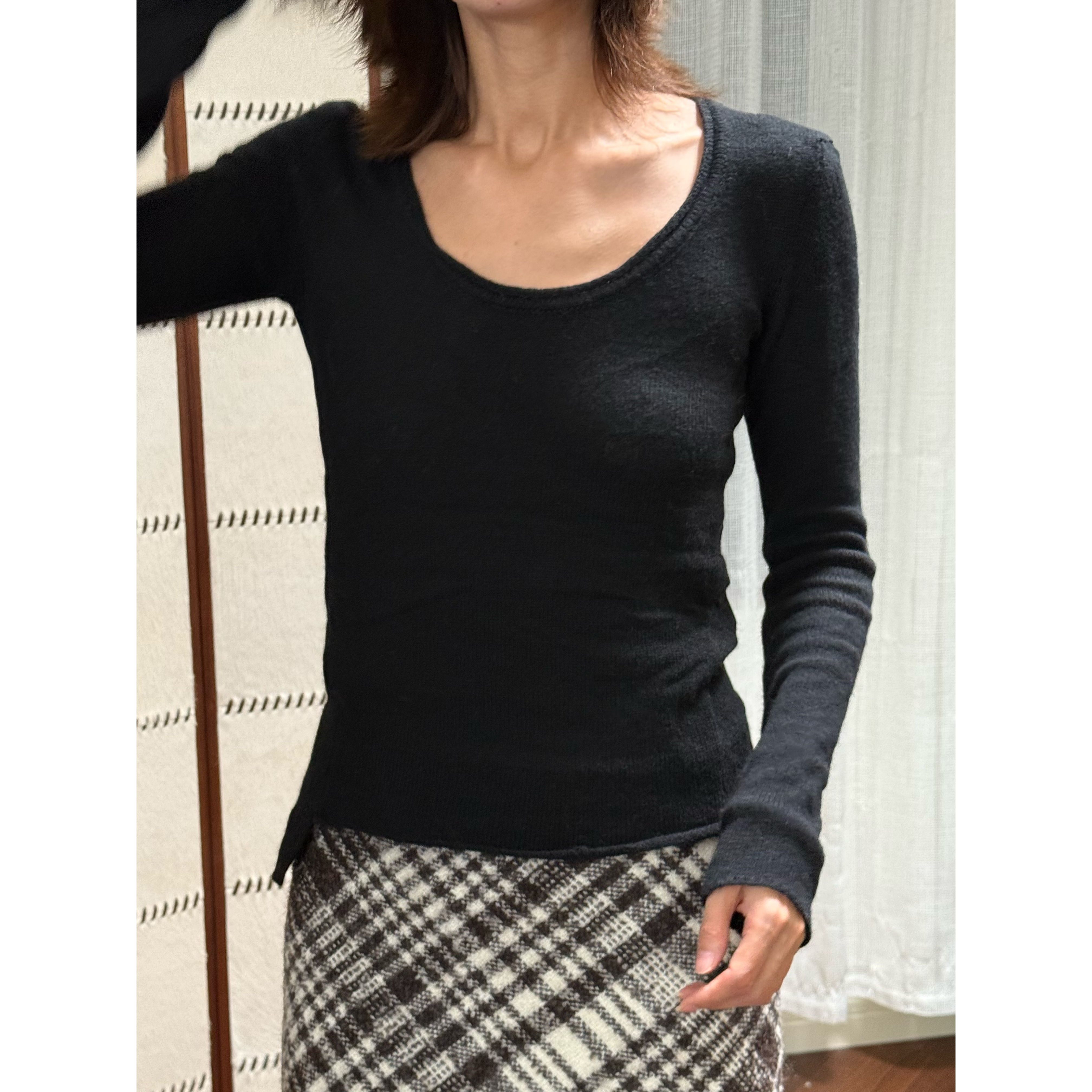 基础感打底 70%羊毛羊绒 长袖打底上衣
