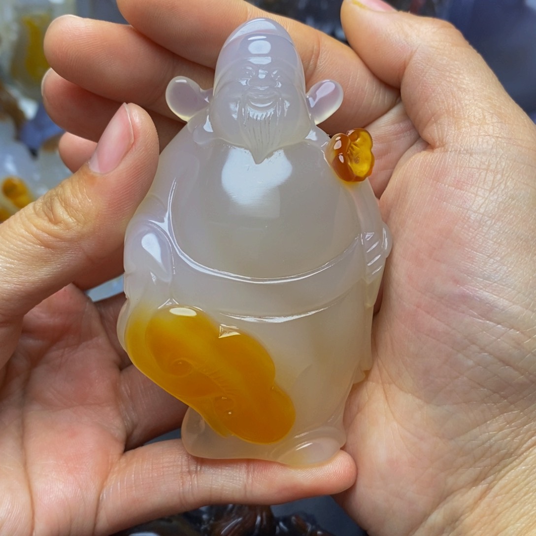 玛瑙/玉髓手把件未镶嵌凸*