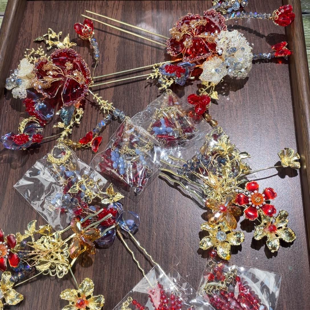 混合材质新娘头饰默认微瑕不退换