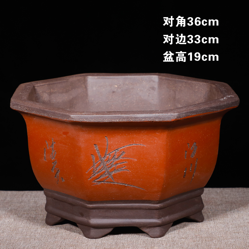 八角紫砂花盆特大号发财树种树花盆陶瓷八方铁树花盆包邮