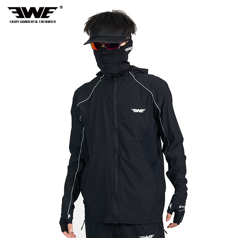 EWE25款反光条开衫连帽防晒服冰丝面料户外透气垂钓防晒服运动