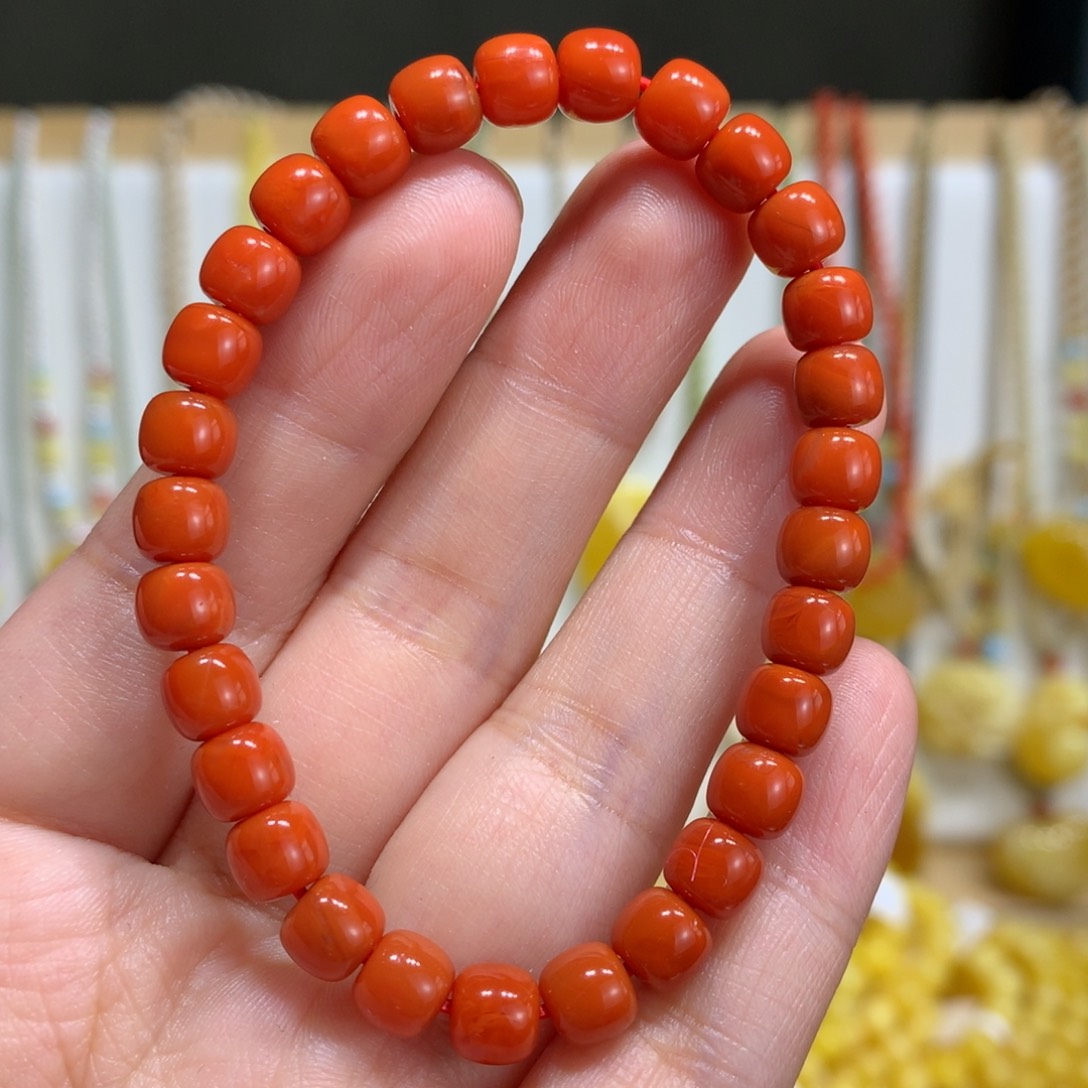 南红玛瑙手链未镶嵌6.5m m
