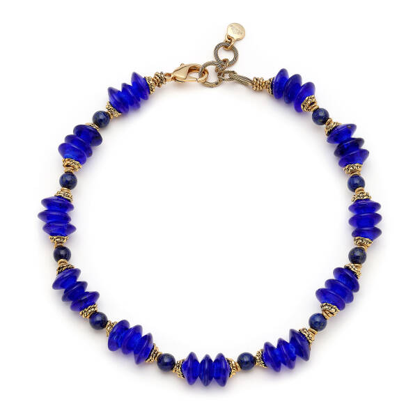 铜合金项链 土耳其MON进口蓝色短项链气质时尚百搭复古