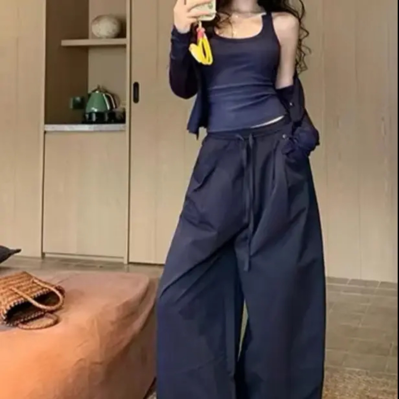 慵懒风舒适休闲三件套女针织开衫吊带阔腿裤显瘦百搭