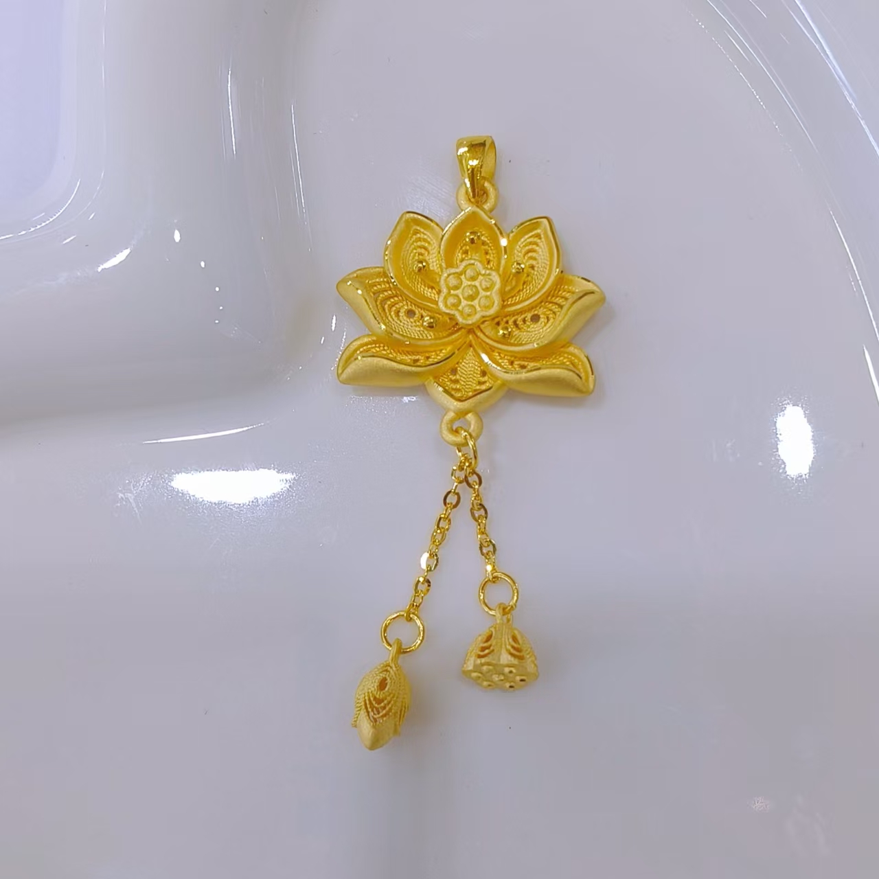 【富远黄金】足金硬金一路生花吊坠FYTYZGZ01