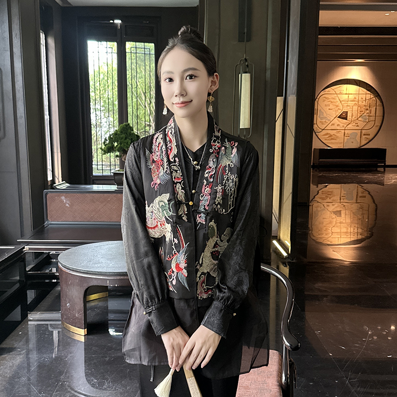 【玄龙吟】新中式复古中国风气质时尚宽松绣花设计感马甲