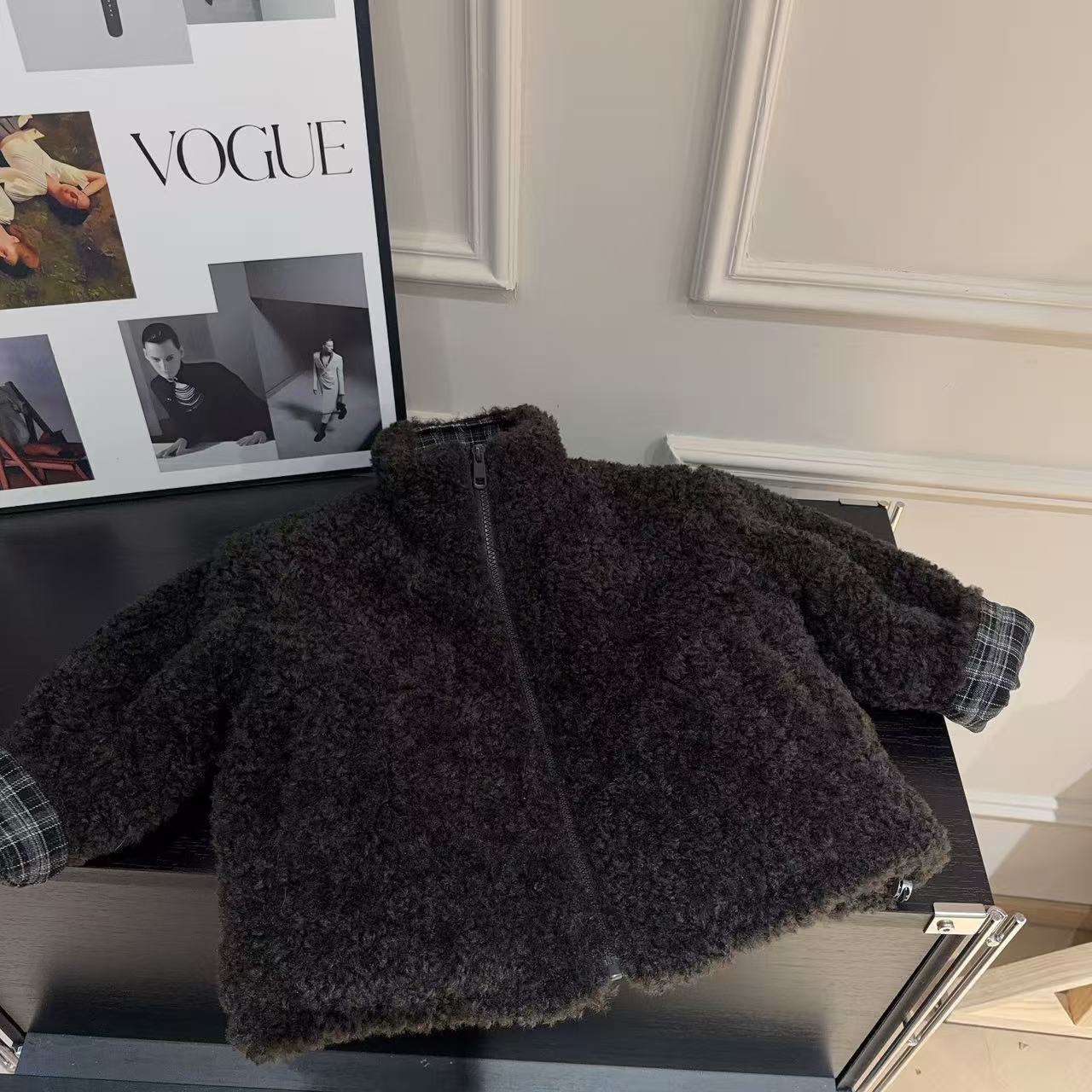 【两个小盆友】男女童保暖棉服纯色时尚加绒加厚冬款毛毛外套886110