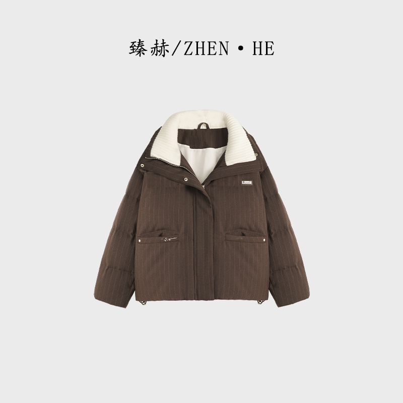 臻赫/ZHEN·HE 冬季新款 女士竖条纹羽绒服 2025冬
