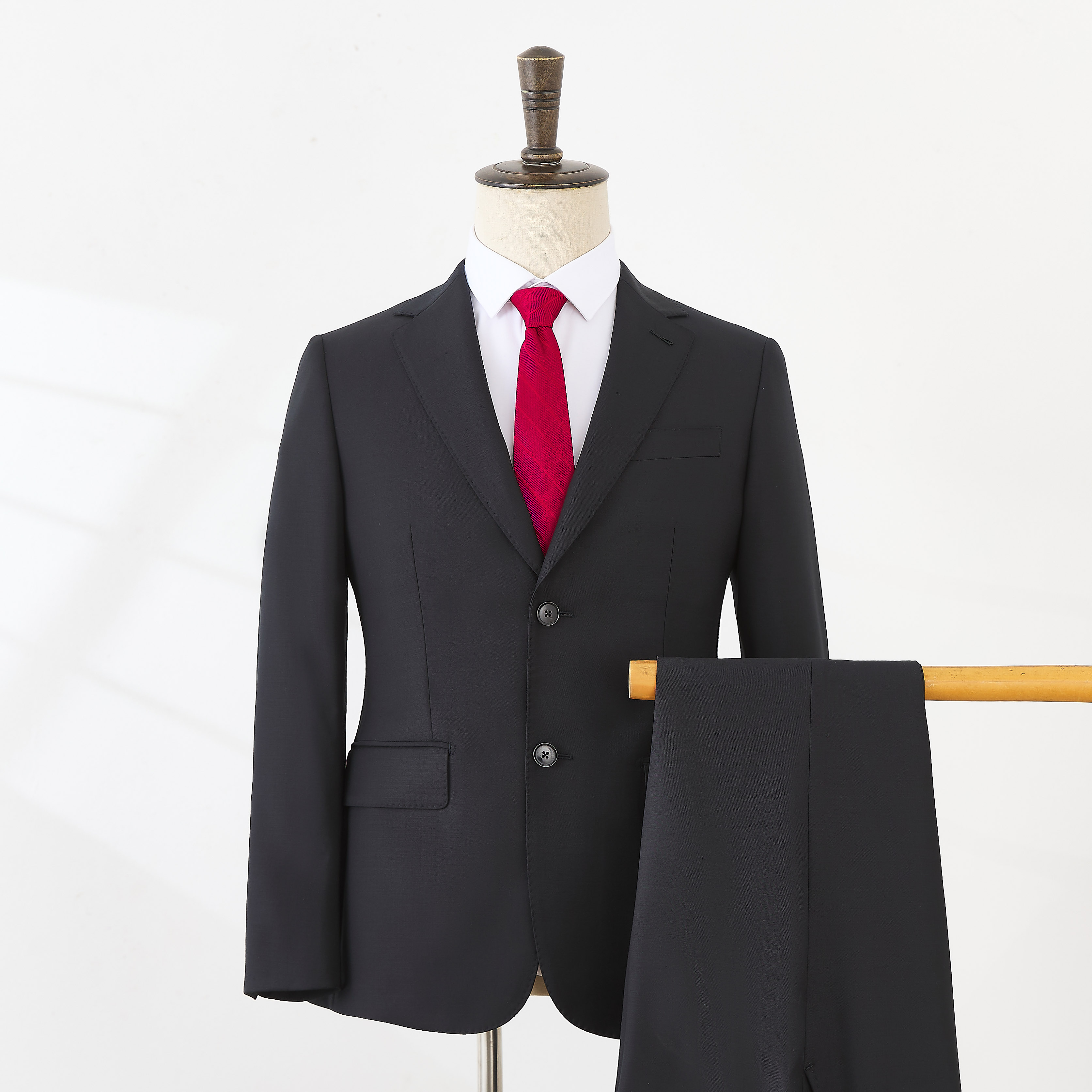 黑色（羊毛）西服套装秋季婚礼男装藏青色商务西装四季通用正装