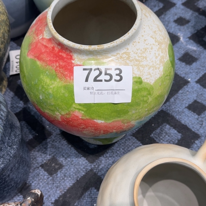 爱***兔瓷片景德镇高温花器编码7253高31口12默认无孔