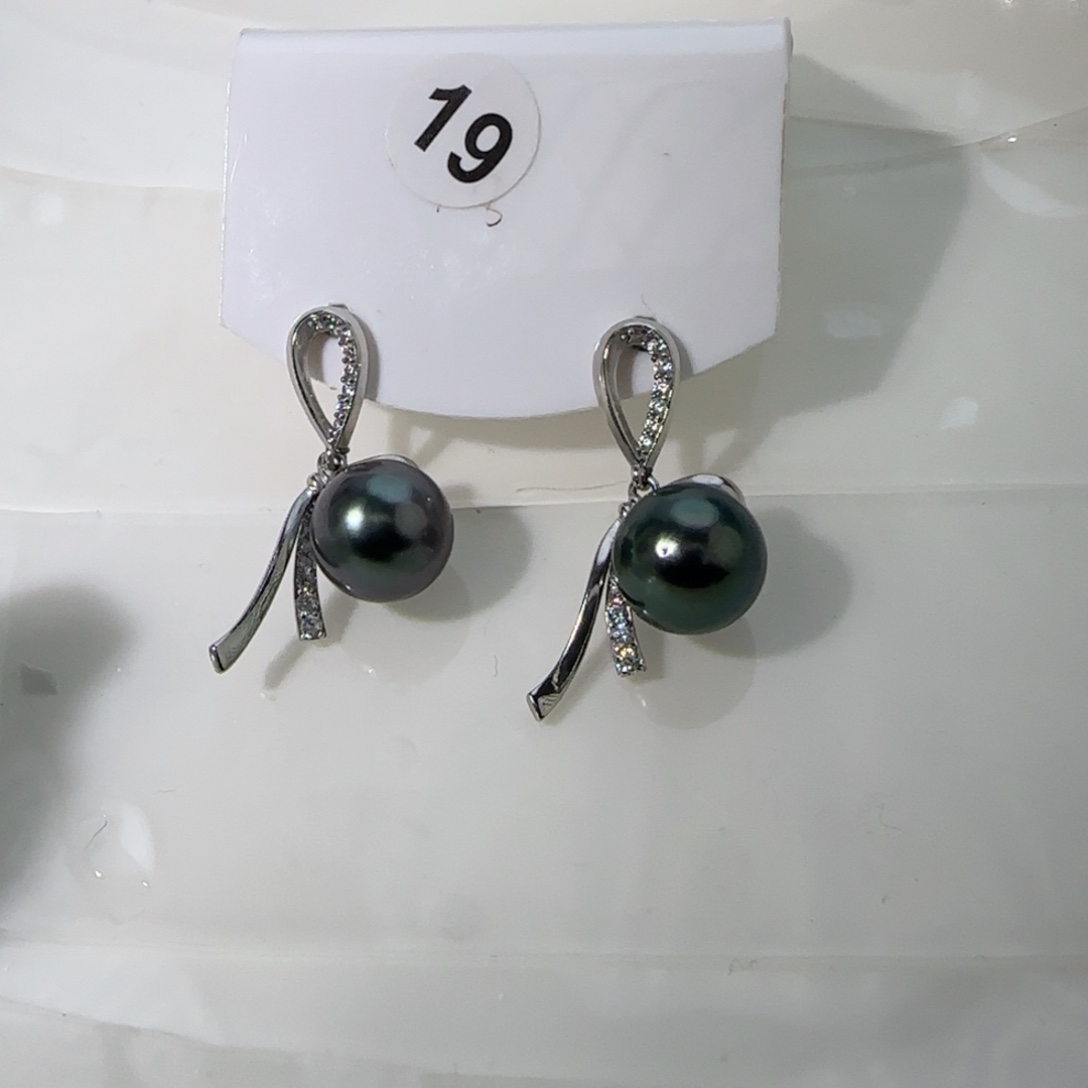 海水珍珠耳饰银S925镶嵌