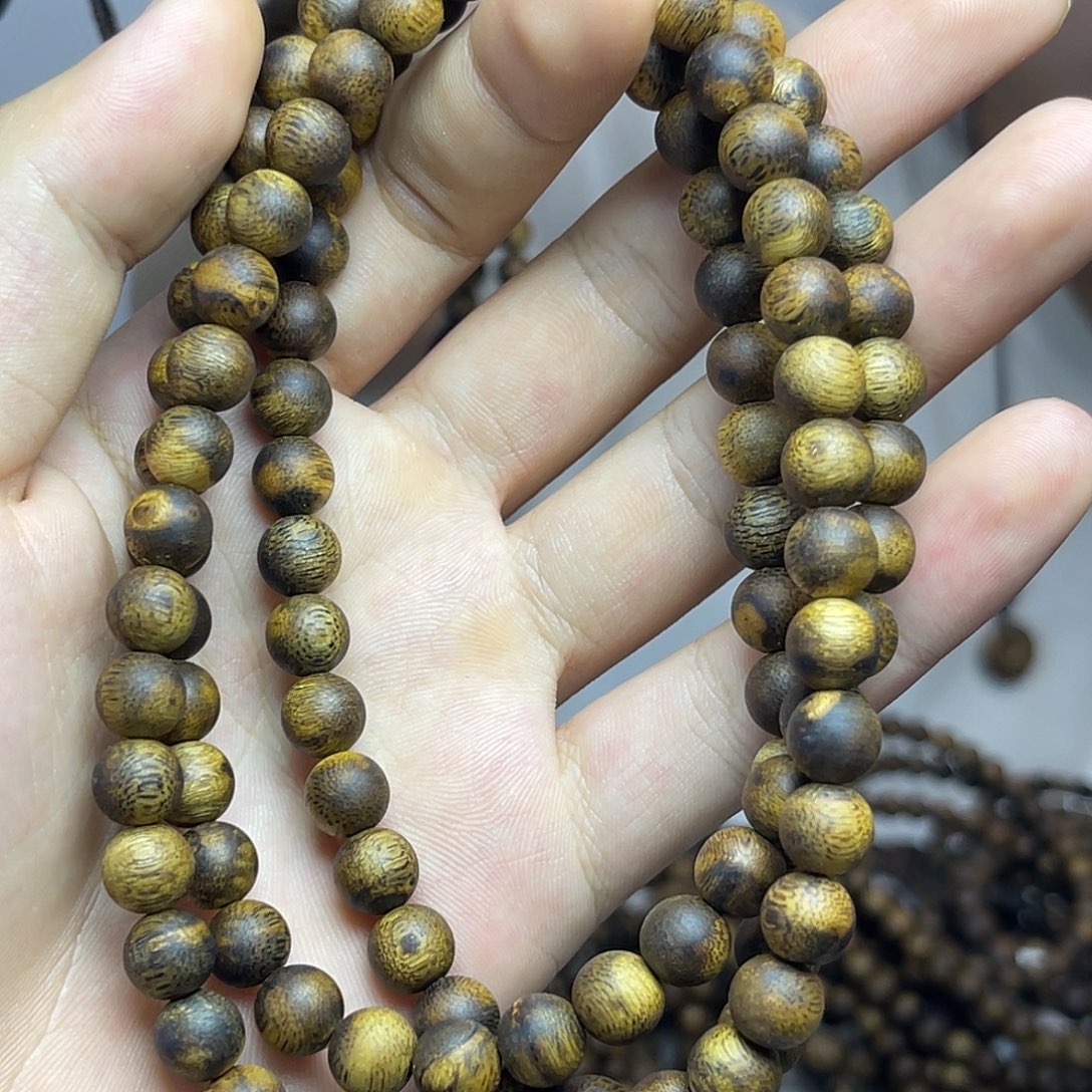 手串沉香卡8棋难虎斑纹花珠35克