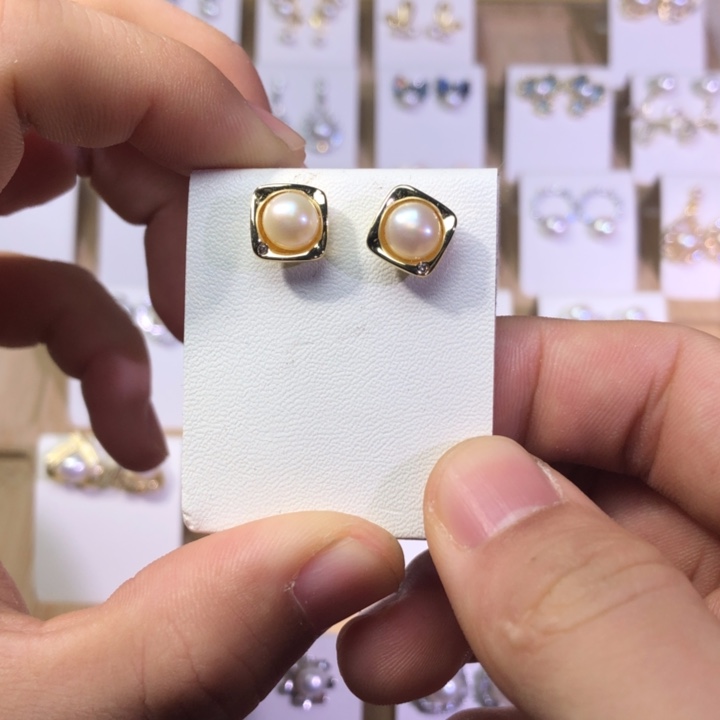 淡水珍珠耳饰银S925镶嵌