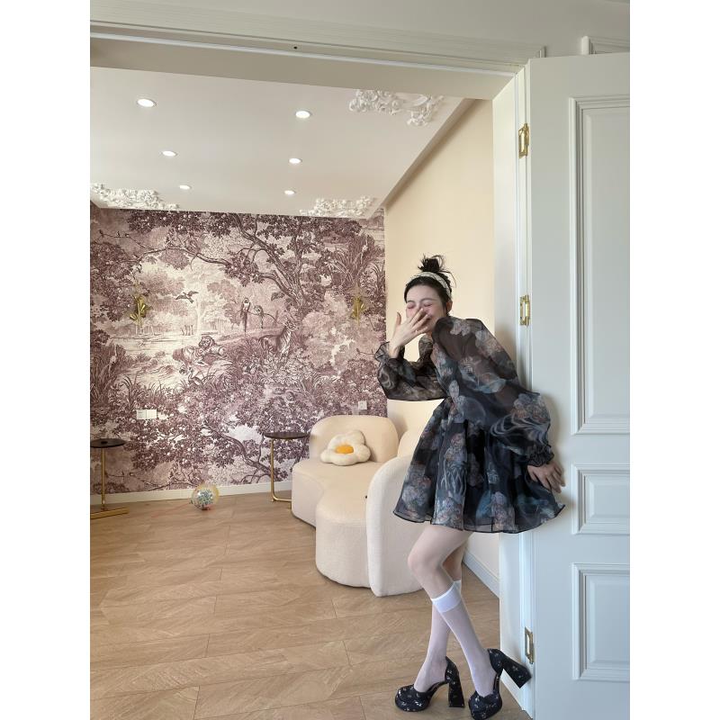 【黑牡丹合集】泡泡袖在逃公主连衣裙碎花洋气上档次女装夏季连衣裙