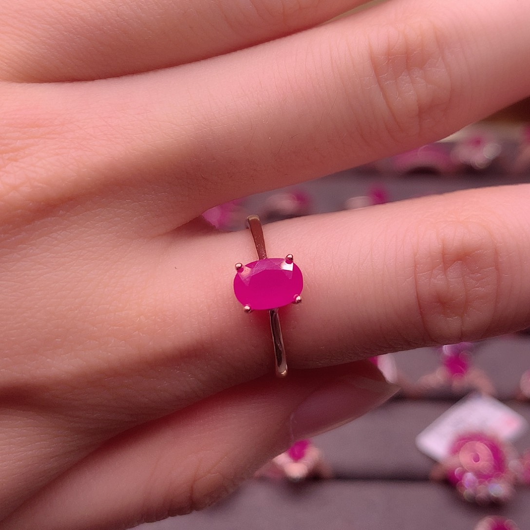 红宝石戒指银S925镶嵌