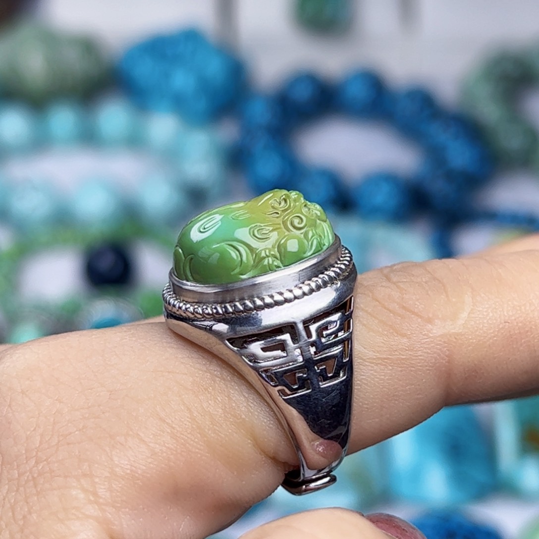 银S925镶嵌绿松石珠宝奇石