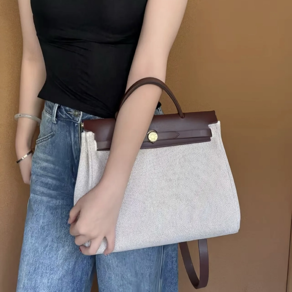 95新 Hermes/爱马仕 1899爱马仕波尔多红herbag31