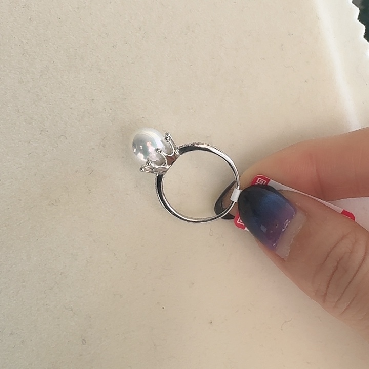 小***脸戒指银S925镶嵌淡水珍珠皇冠款