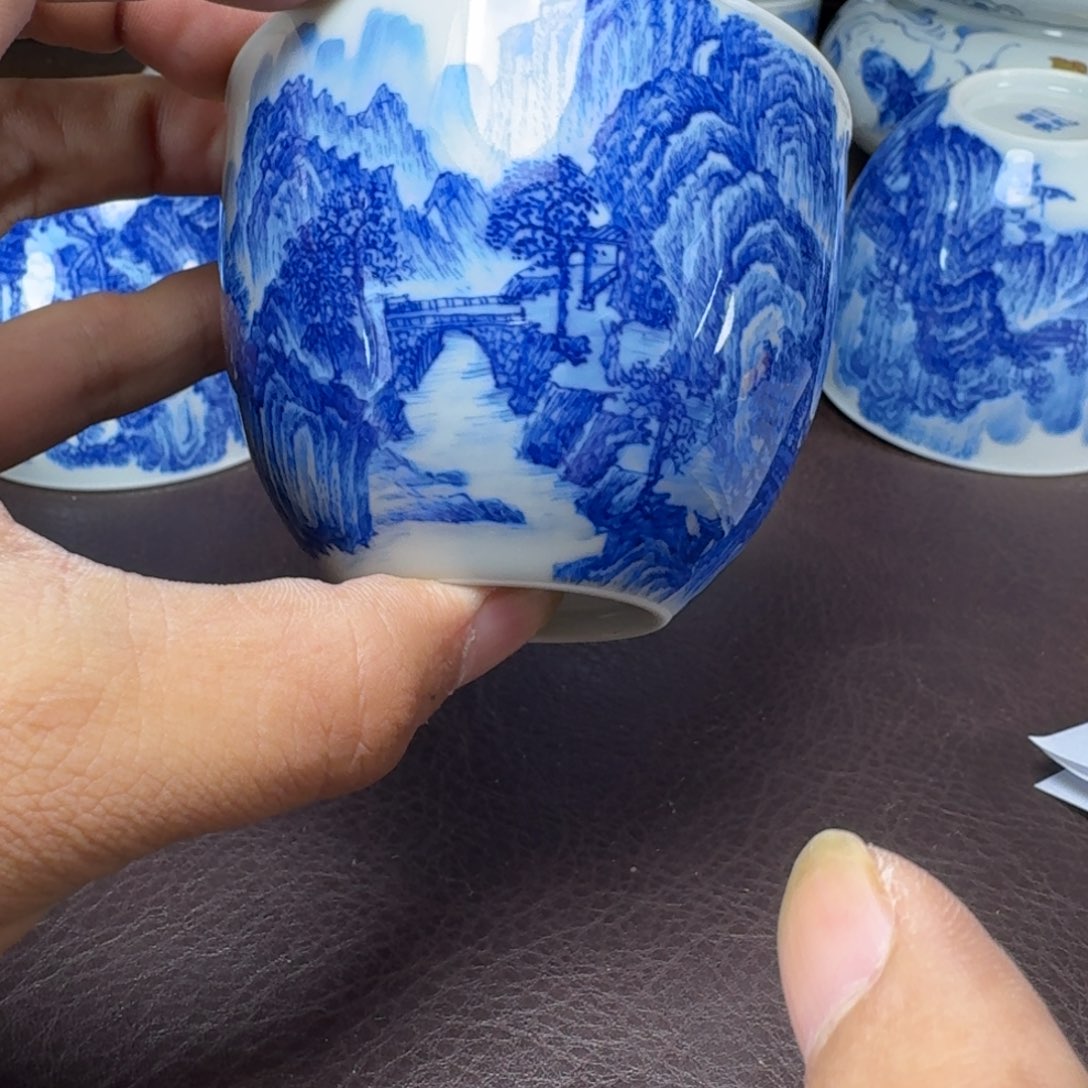 鹰***熊瓷片当代景德镇陶瓷手绘茶具