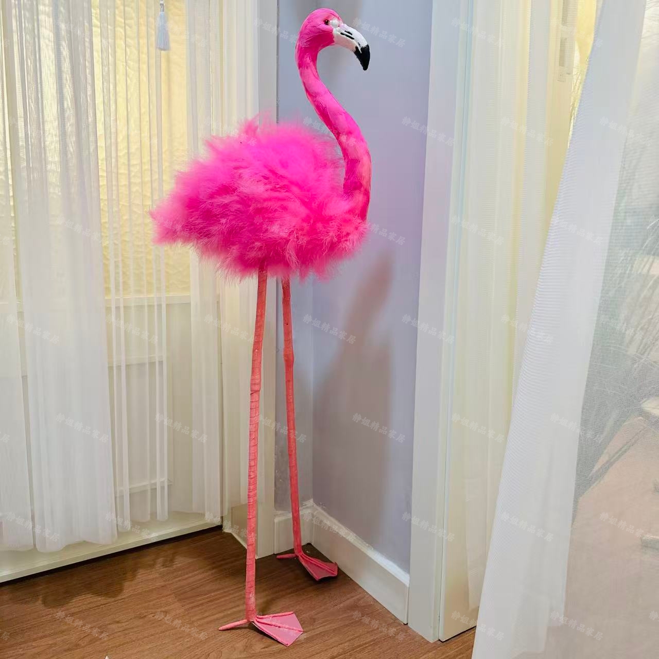 仿真轻奢高级感可爱鸵鸟火烈鸟宠物家居摆件