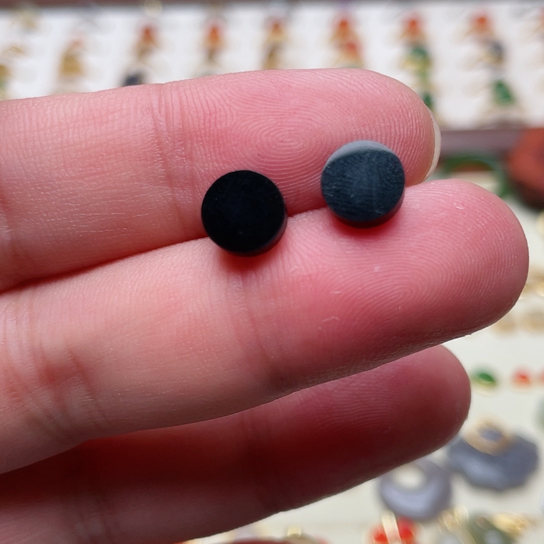 和田玉耳钉银S925镶嵌