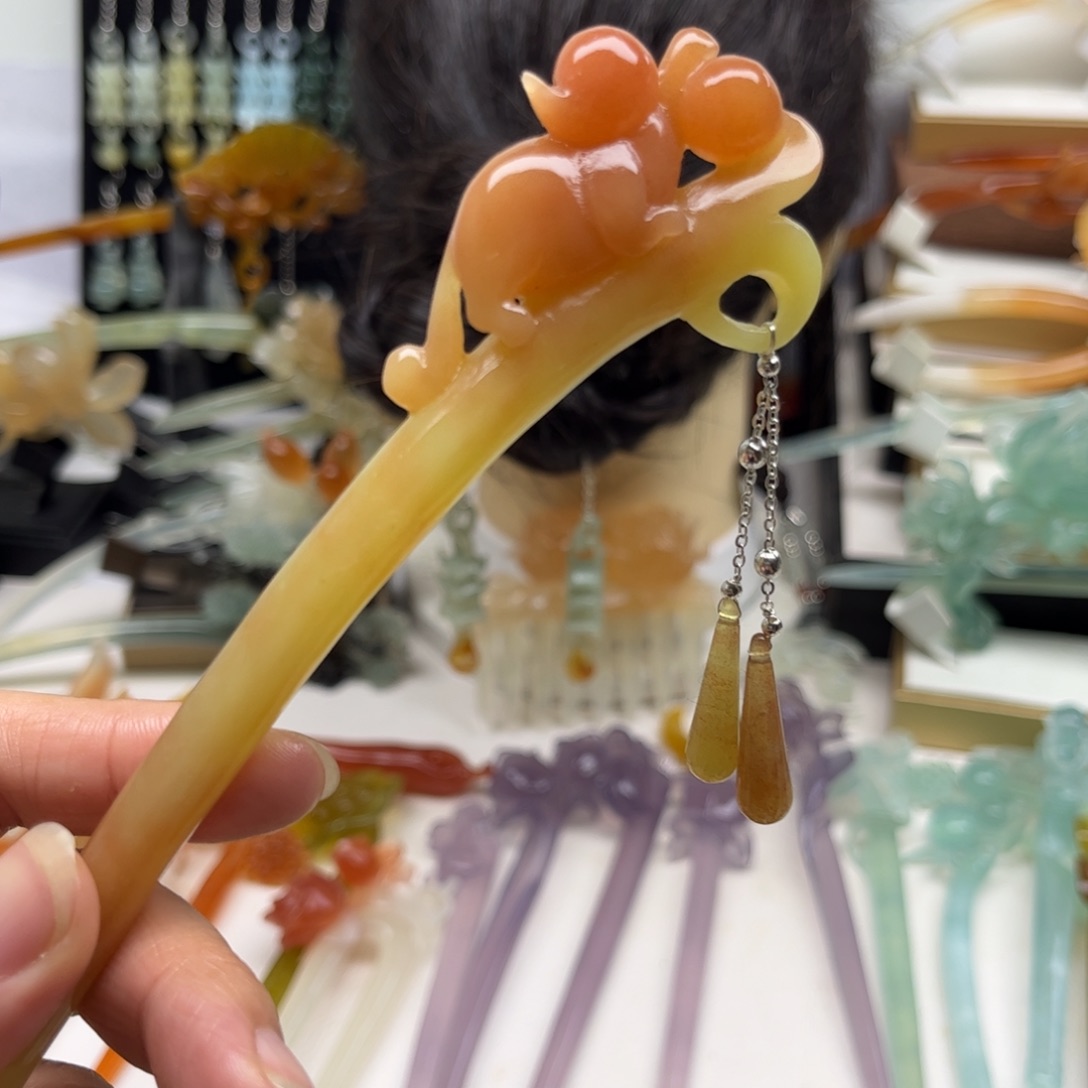 希***聆蛇纹石玉未镶嵌发簪