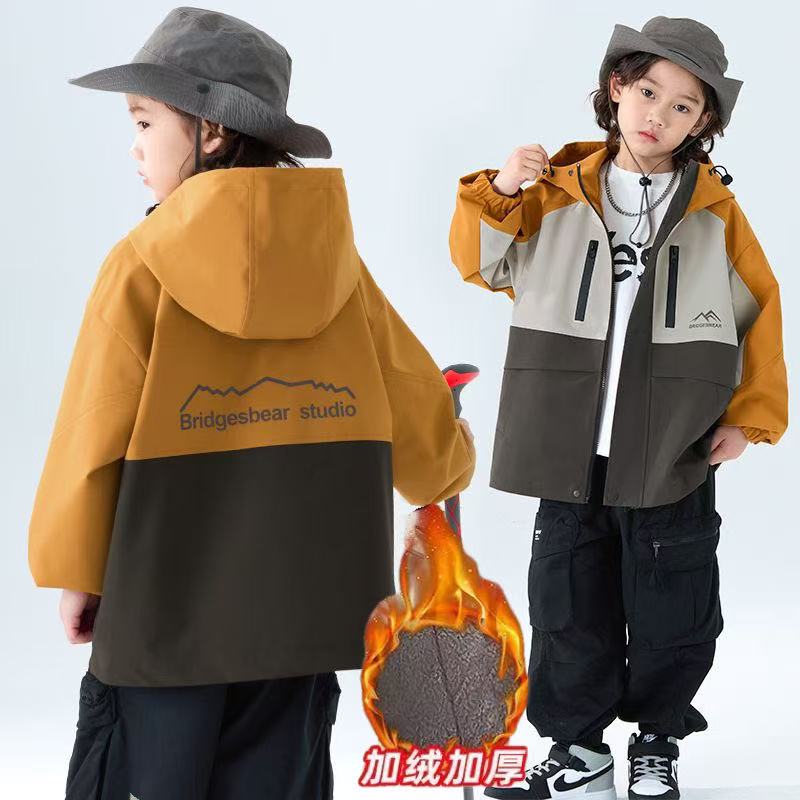 儿童冬季外套中长款加绒棉服新款中大童加厚棉衣男孩帅气潮