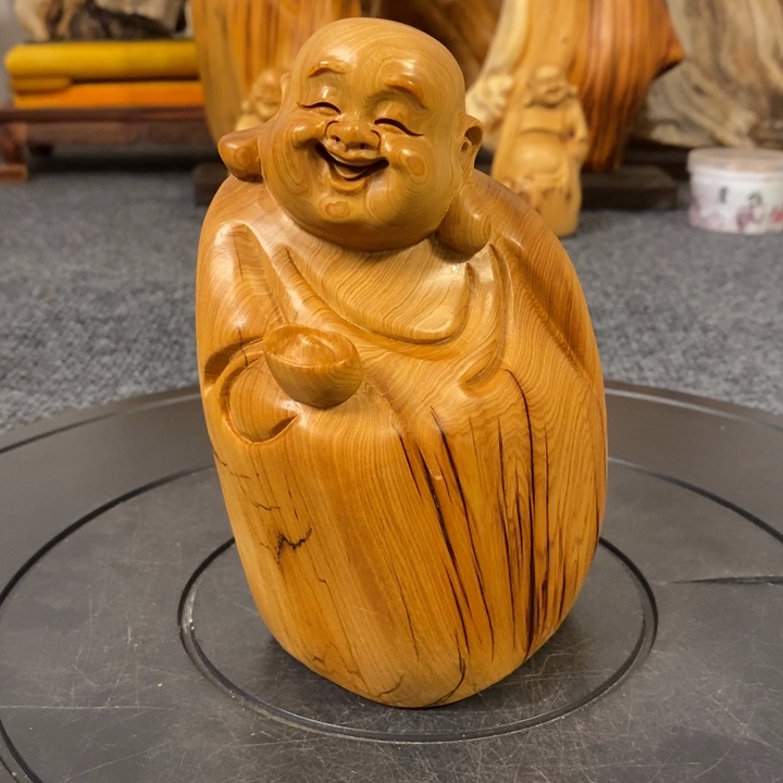 柏木（崖柏）崖柏弥勒佛摆件根雕工艺品