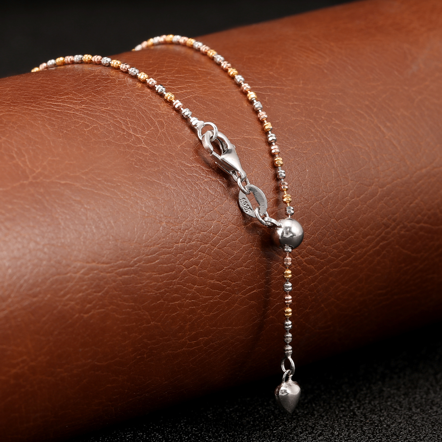 链子925银 爆闪满天星链女锁骨链可抽拉调节细链金银流星爱心链