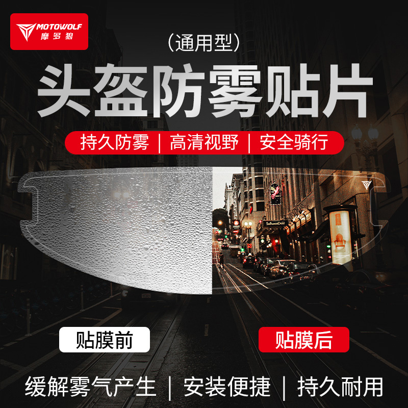 摩多狼摩托车秘境之眼头盔防雾贴机车高清透明镜片贴全盔通用型
