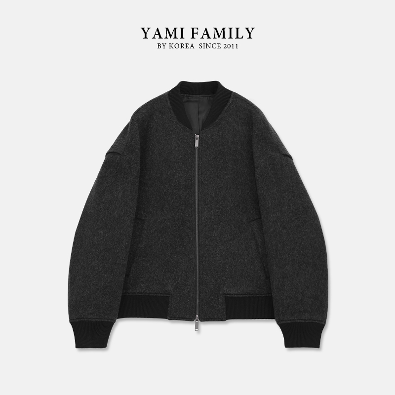 YM 442 运动短款时尚休闲简约宽松纯色秋冬羊毛大衣外套