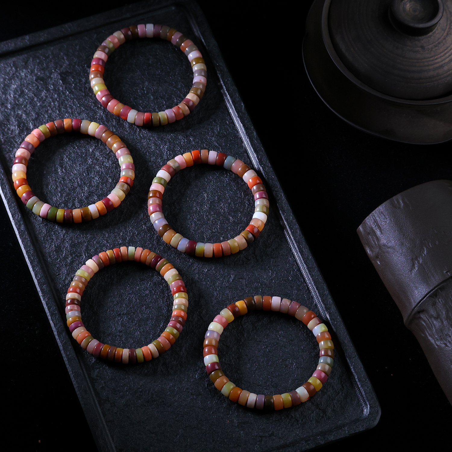 【思嘉】 莫奈调色盘系列·盐源药片手串 | 多样性发一 AA0259