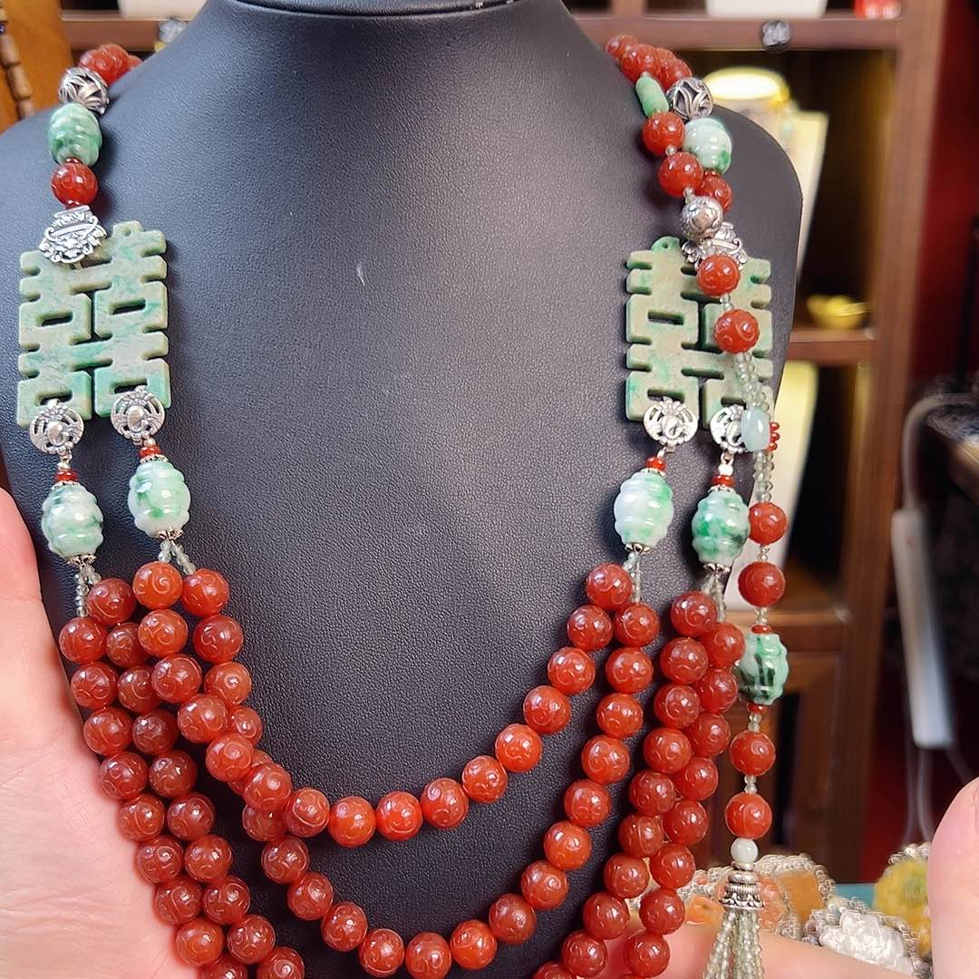 翡翠未镶嵌项链项链