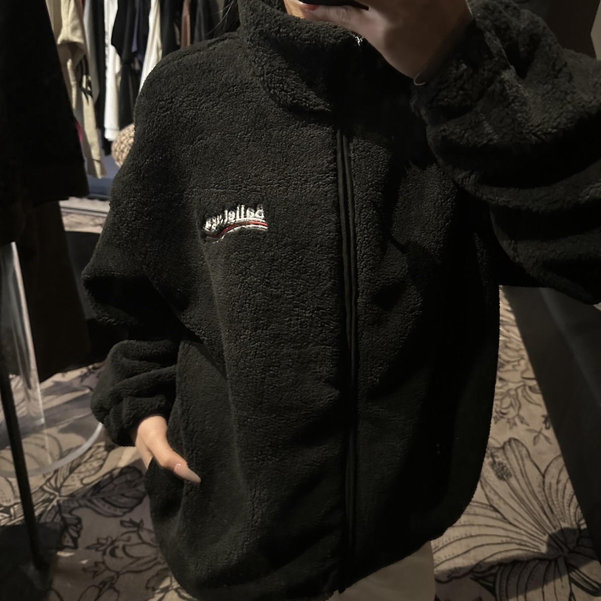 WGD秋冬羊羔绒加绒加厚万针刺绣双面绒拉链外套