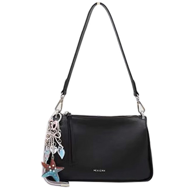 稻草人牛皮女包当季新款时尚海星专柜同款单肩斜跨包腋下包枕头包