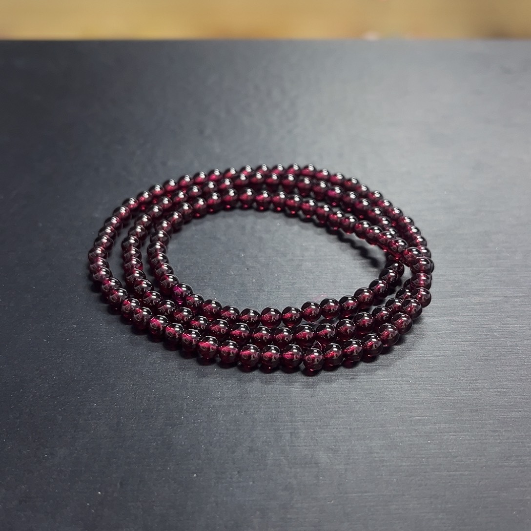 手链石榴石未镶嵌石榴石三圈手串