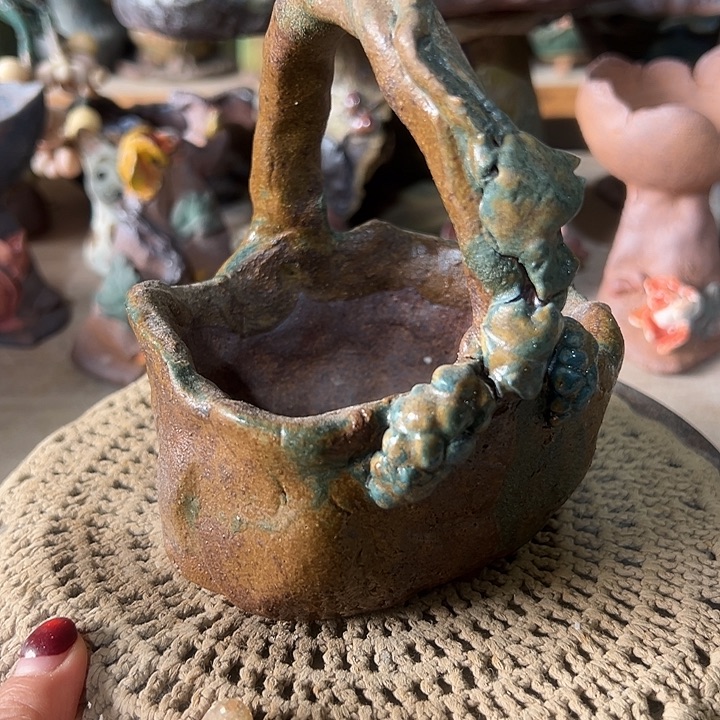 福利手工粗陶高温花器满58包邮
