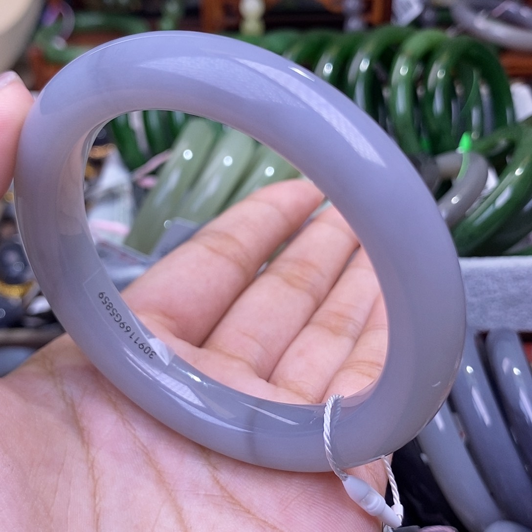 和田玉浓烟紫冰底特细料手镯59未镶嵌