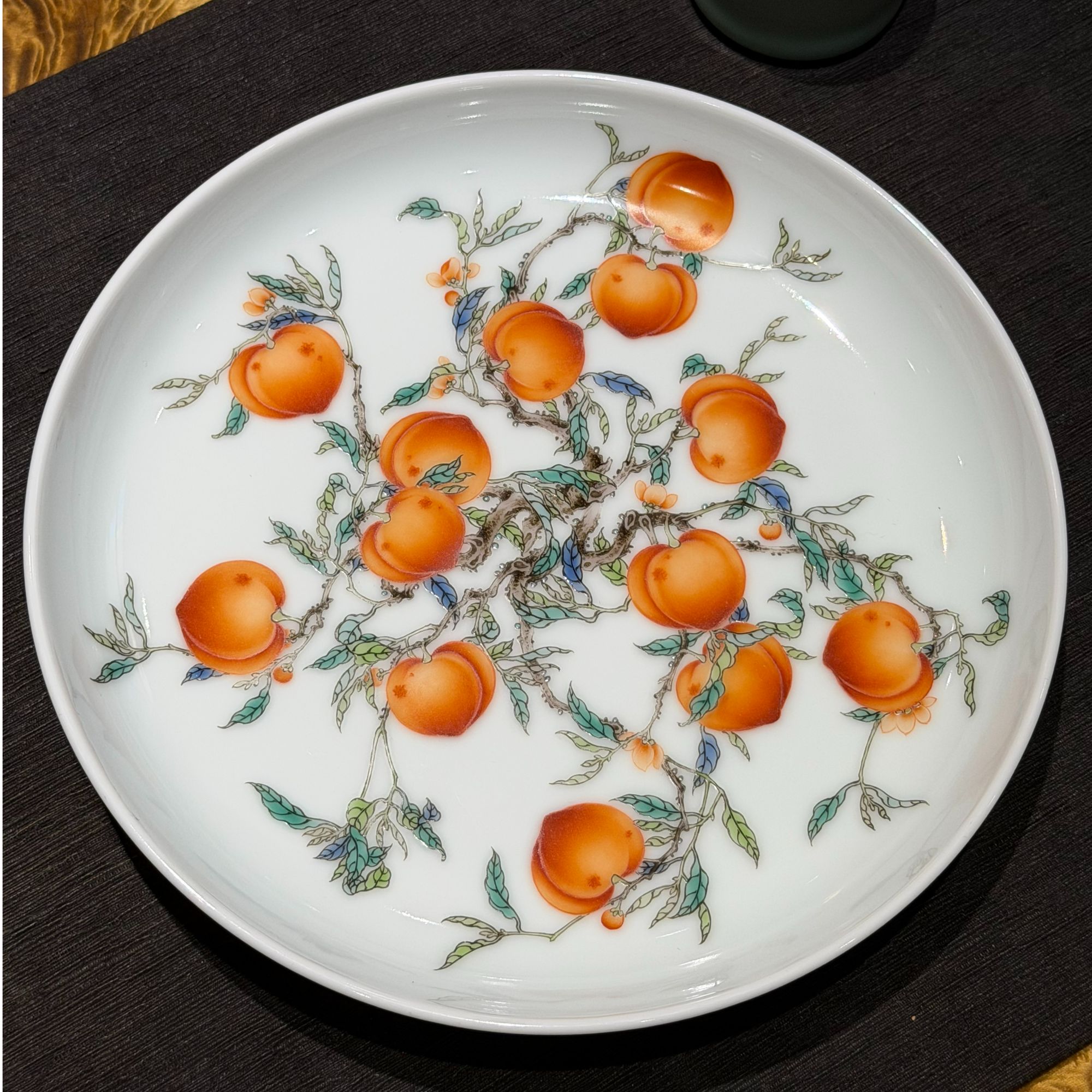 【甘渡店】艺林堂·五彩矾红缠枝桃 桃子壶承