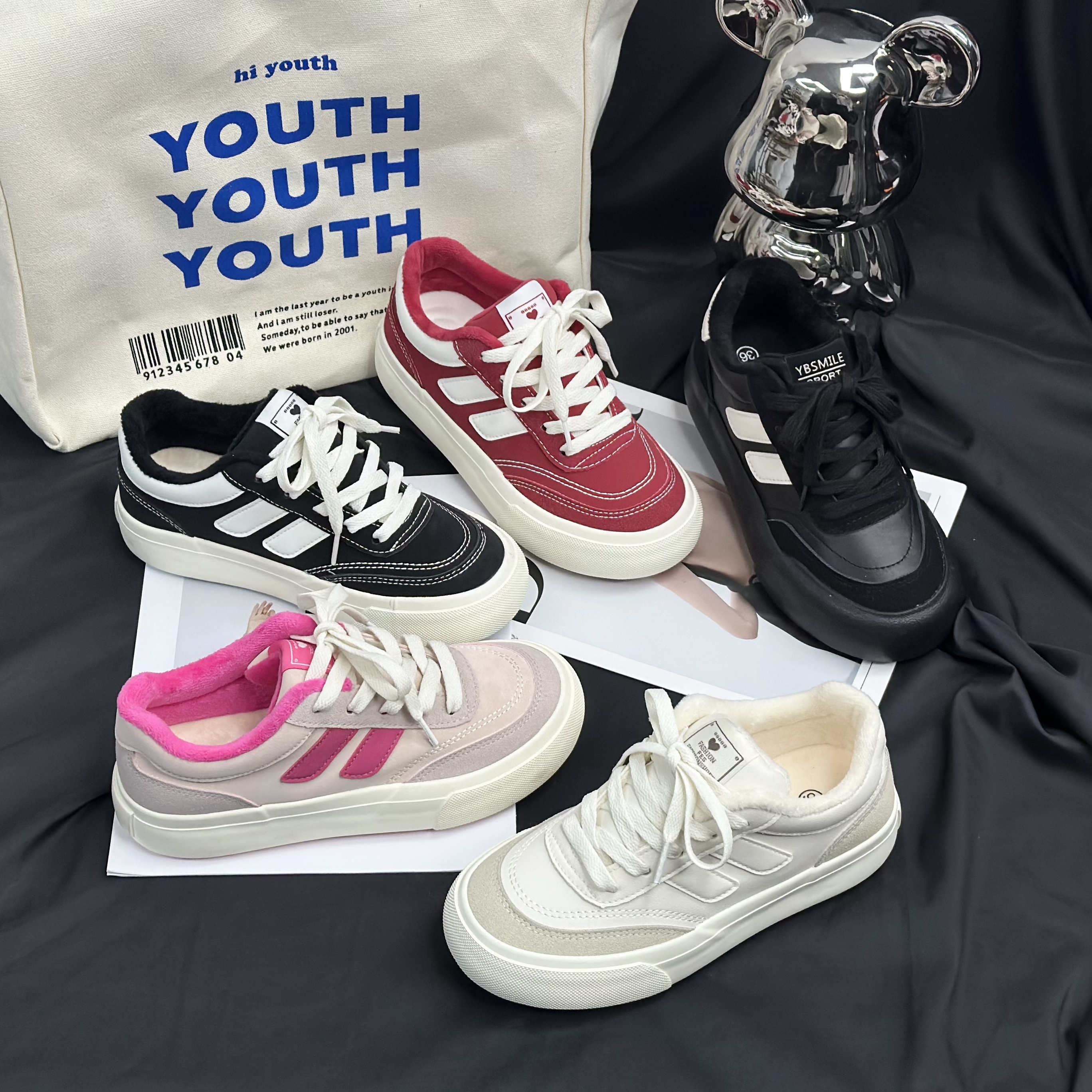 牧小梵【加绒】新款皮面美拉德2025秋冬季新款韩版百搭休闲板鞋女