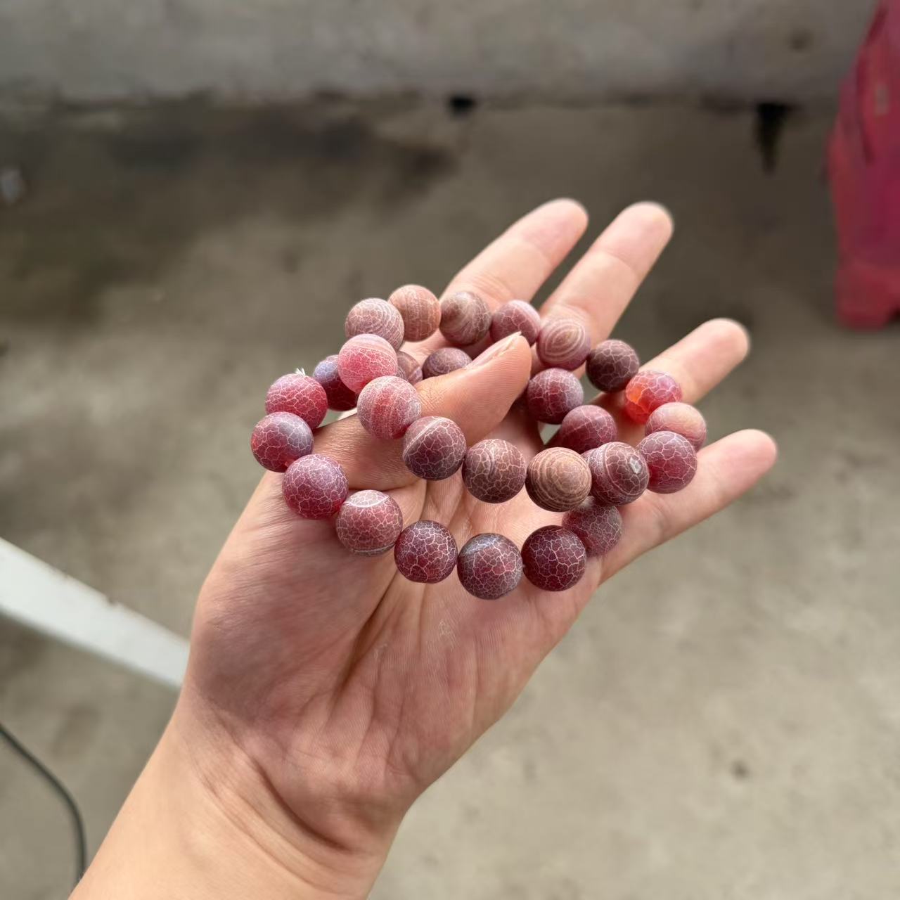 天然龙鳞红药霜玛瑙手串 A196—多样性发