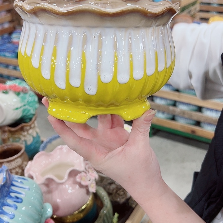 有孔，凑单福利满10元发货陶瓷多肉花盆！