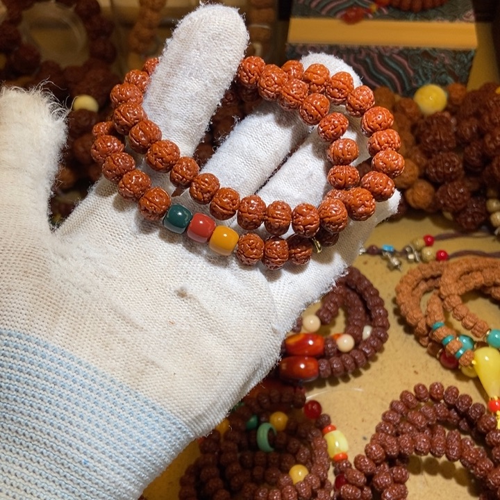 吊坠金刚菩提106玉化双圈红绿珠