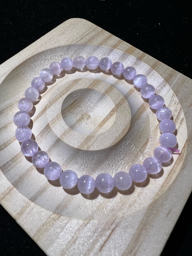 非金属珐琅手链 透闪拉丝猫眼紫锂辉手串 卡6+mm 一物一图