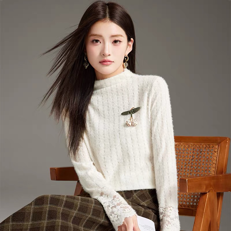 冬季新款立领长袖磨毛打底衫2276